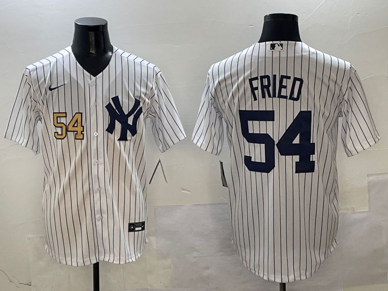 Men New York Yankees #54 Fried White Stripe Game Nike 2025 MLB Jersey style 2->new york yankees->MLB Jersey